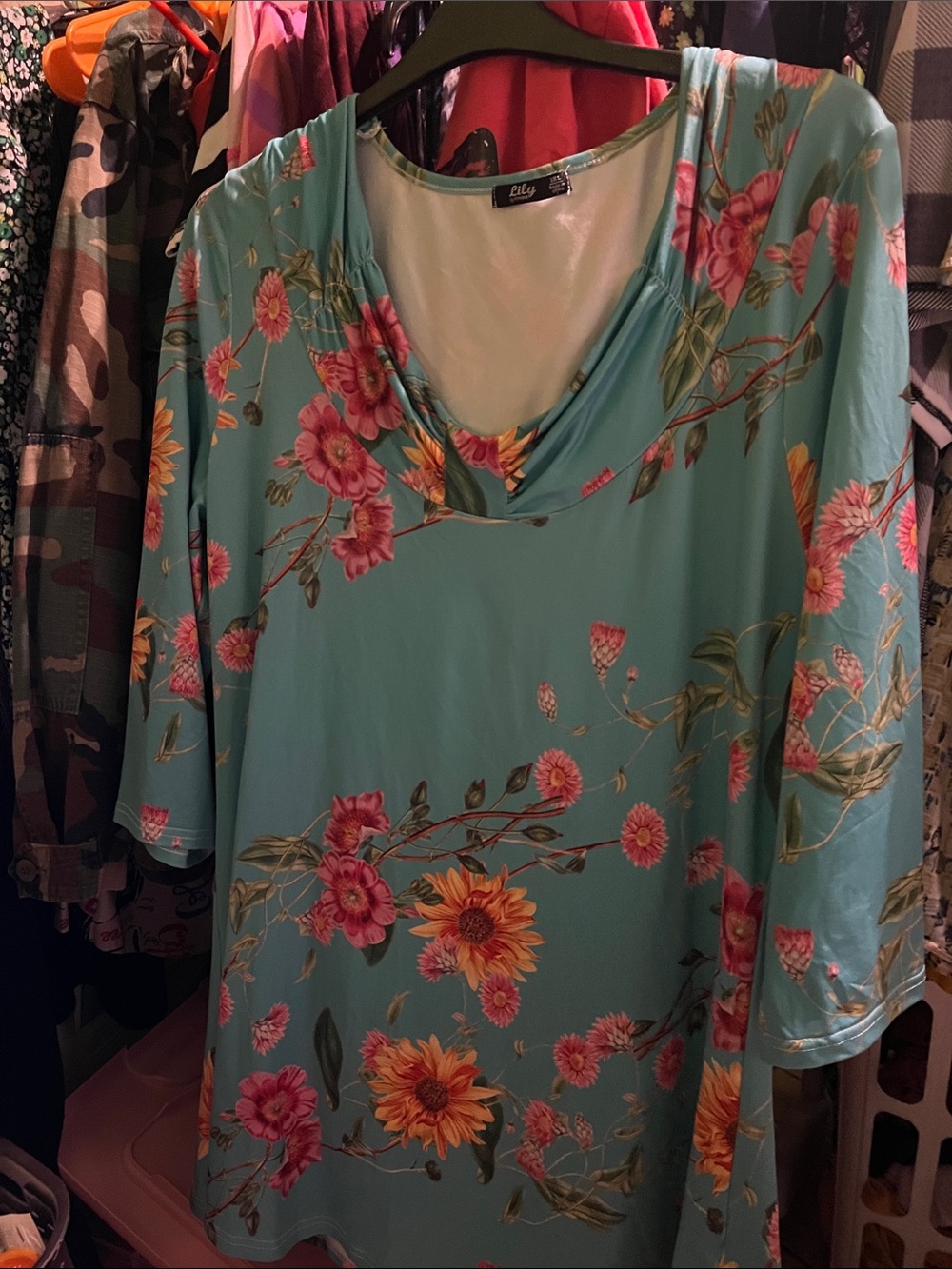 Lily Aqua Floral Cowl-Neck Tunic